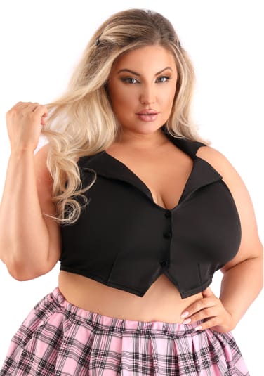 Black Collared Halter Top - Queen Size