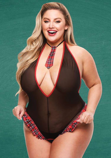 Teacher's Pet Schoolgirl Crotchless Teddy - Queen Size