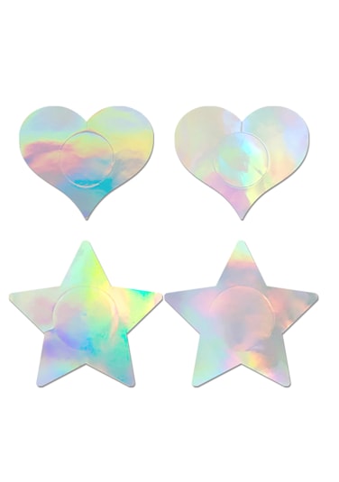 Fashion Pasties Set: Holographic Star and Heart