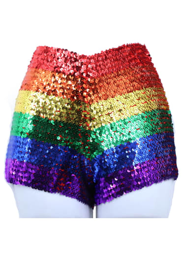 Rainbow Sequined Stretchy Shorts