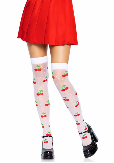 Cherry Dot Thigh Highs