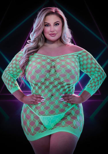 Glow in the Dark Geometric Mini Dress - Queen Size