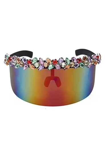 Rainbow Visor Glasses with Mutli Color Crystals