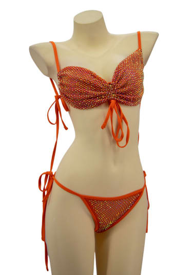 Mesh Rhinestone Bikini Set