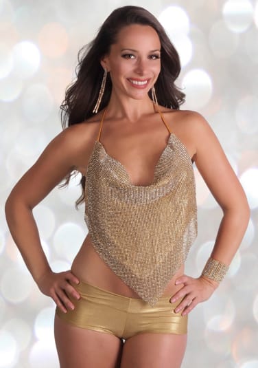 Rhinestone V-Shape Top