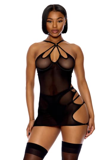 Feeling Butterflies Mesh Chemise and Panty Set