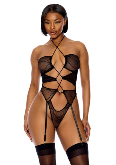 Pull My Strings Mesh Halterneck Teddy