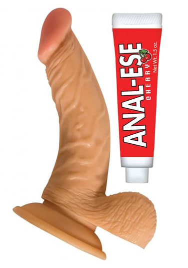 All American Whoppers 6.5" Curved Dong with Balls and Lube