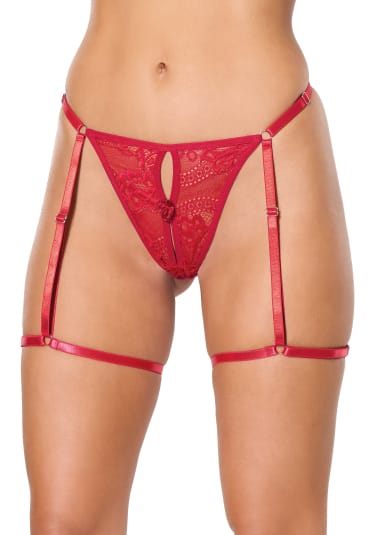 Endless Nights Thong with Attached Gartered Leg Bands