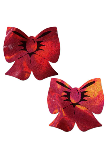 Holographic Red Bow Nipple Pasties