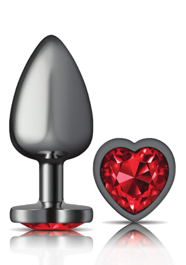 Deep Red Heart Gem Gunmetal Metal Plug
