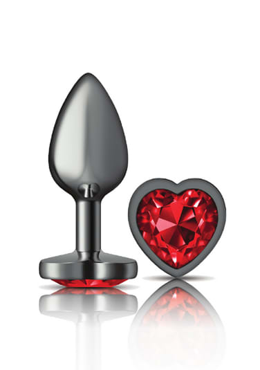 Deep Red Heart Gem Gunmetal Metal Plug