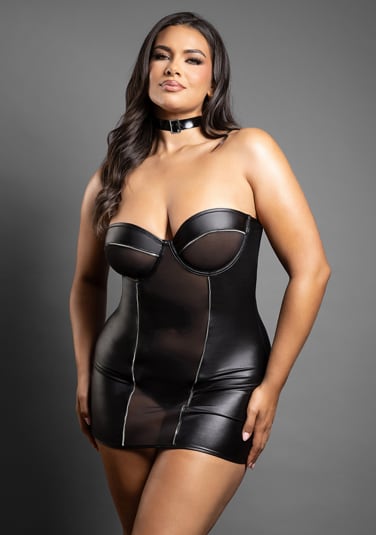 Zipper Chemise with Buckle Halter - Queen Size