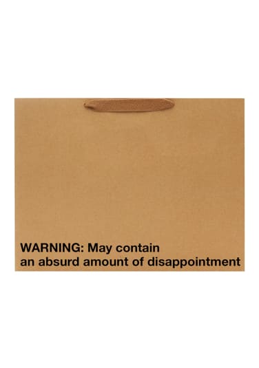 "Warning: May Contain Disappointment" Large Gift Bag