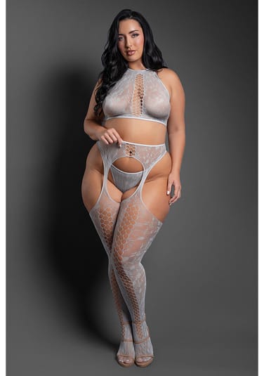 Most Wanted 3-Piece Gartered Stockings Set - Queen Size