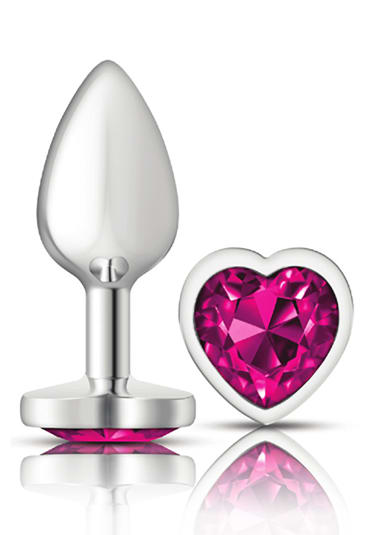 Cheeky Charms Pink Heart Gem Silver Metal Plug