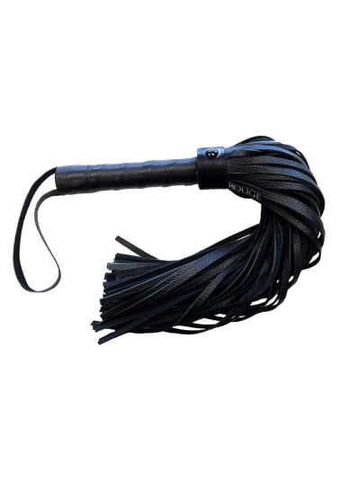 Black Leather Flogger with Black Hardware