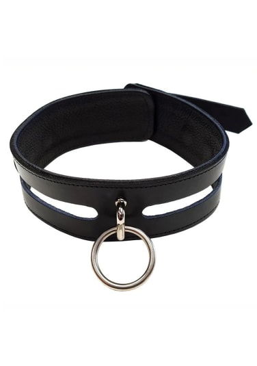 Leather Fashion Collar Black with O-Ring