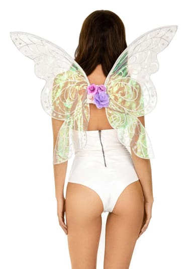 Iridescent Glitter Fairy Wings with Flower Accent