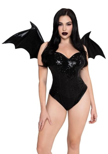Wet-Look Strapless Bat Wings