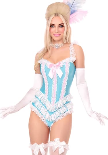 Boned Ruffle Bodysuit with Bow Accent