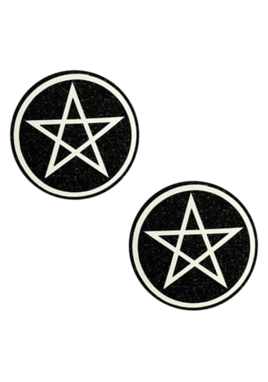 Black Glitter Pentagram Pasties