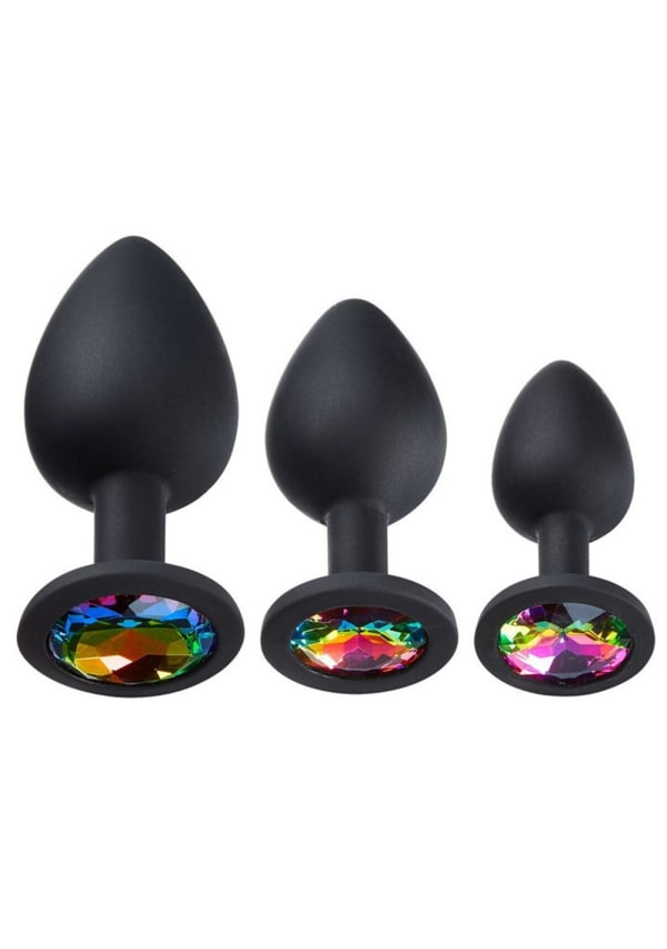 Gems Black Silicone Anal Plug Kit