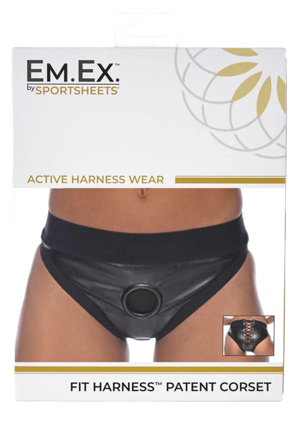 EM.EX. Active Harness Wear - Fit Strap-On Harness Brief By Sportsheets -  Gray, Medium - Waists 25 to 28