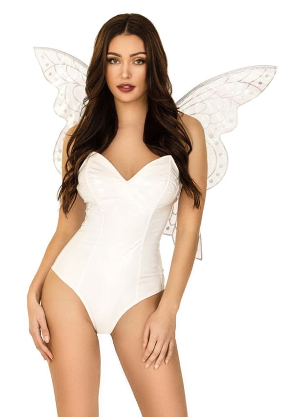 Iridescent Glitter Fairy Wings with Flower Accent Image 2