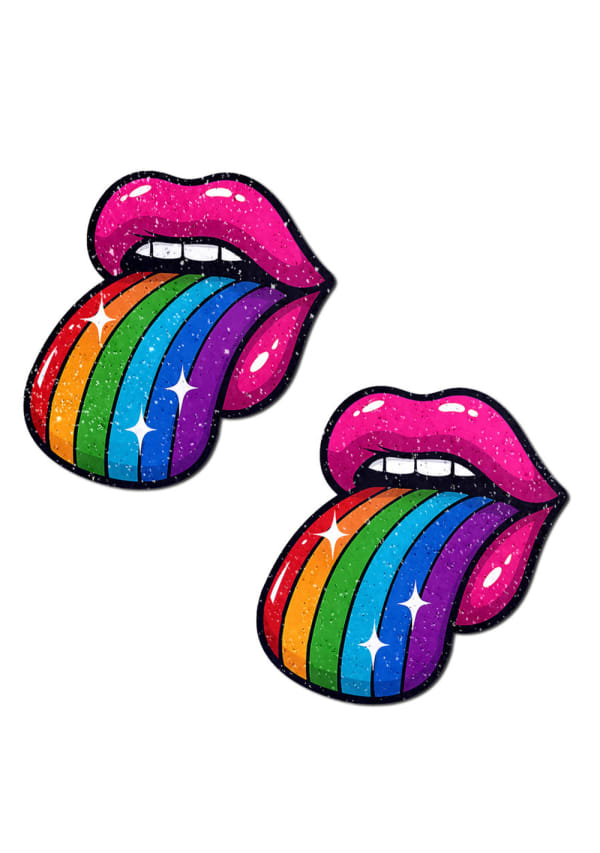 Taste the Rainbow Sparkling Tongue Out Pasties Image 1