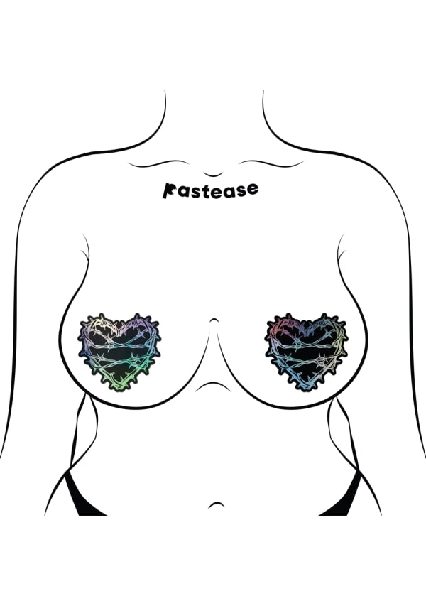 Barbed Wire Heart Holographic Pasties Image 4