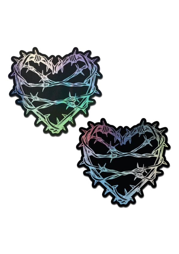 Barbed Wire Heart Holographic Pasties Image 1