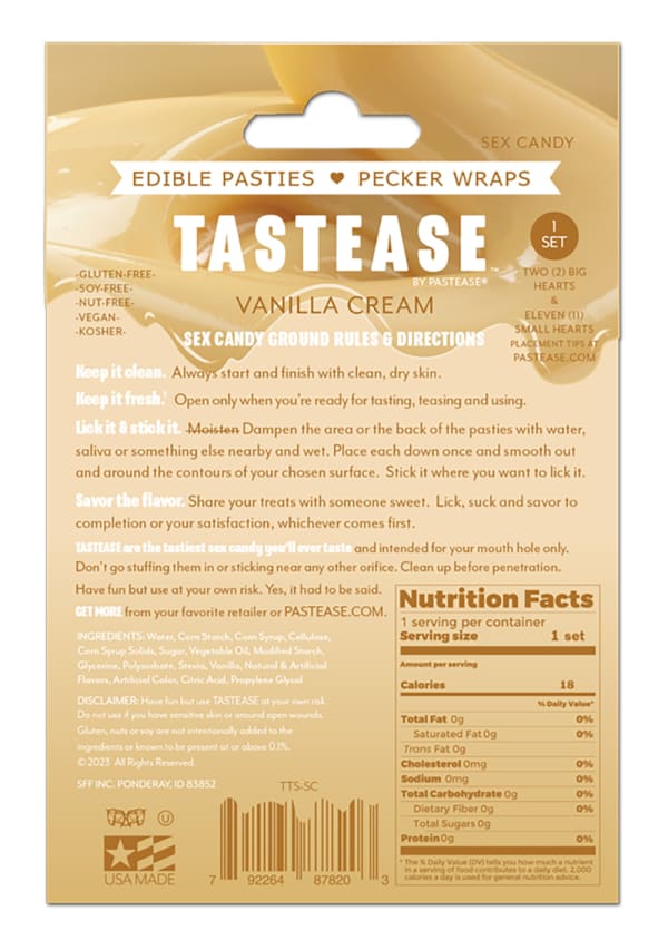 Tastease Edible Sweet Cream Vanilla Pasties and Pecker Wraps Image 3