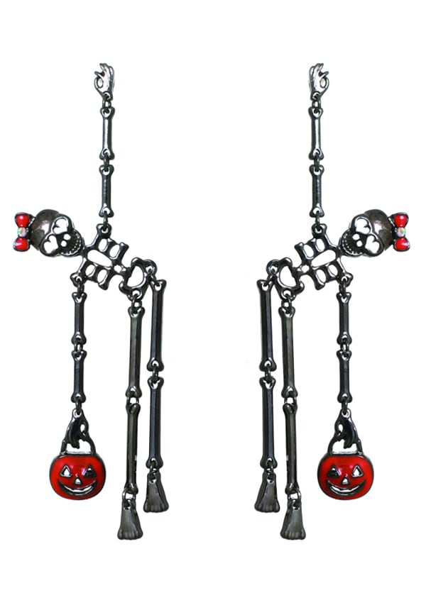 Trick or Treat Skeleton Dangle Earrings Image 1