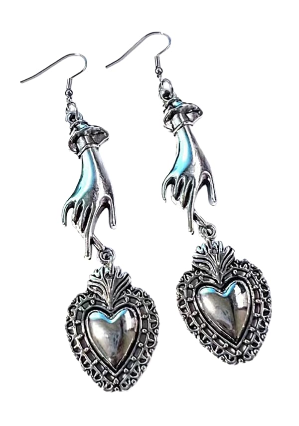 Dainty Hands and Heart Earrings Image 1