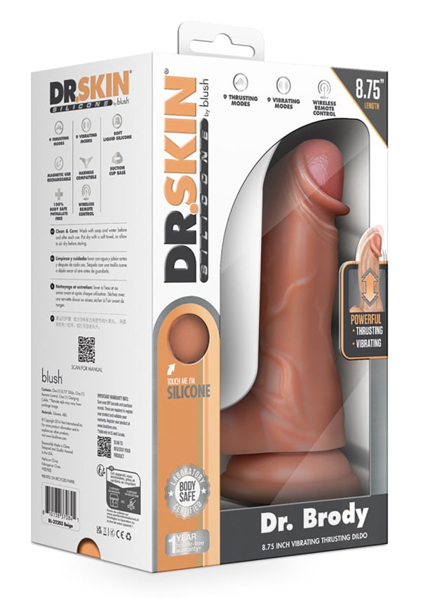Dr. Skin - Dr. Brody 8.75" Vibrating and Thrusting Dildo Image 5