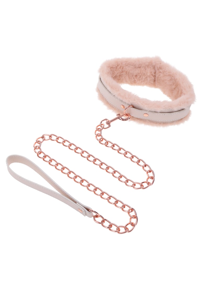 Sex & Mischief Peaches 'n CreaMe Faux Fur Collar & Leash Set