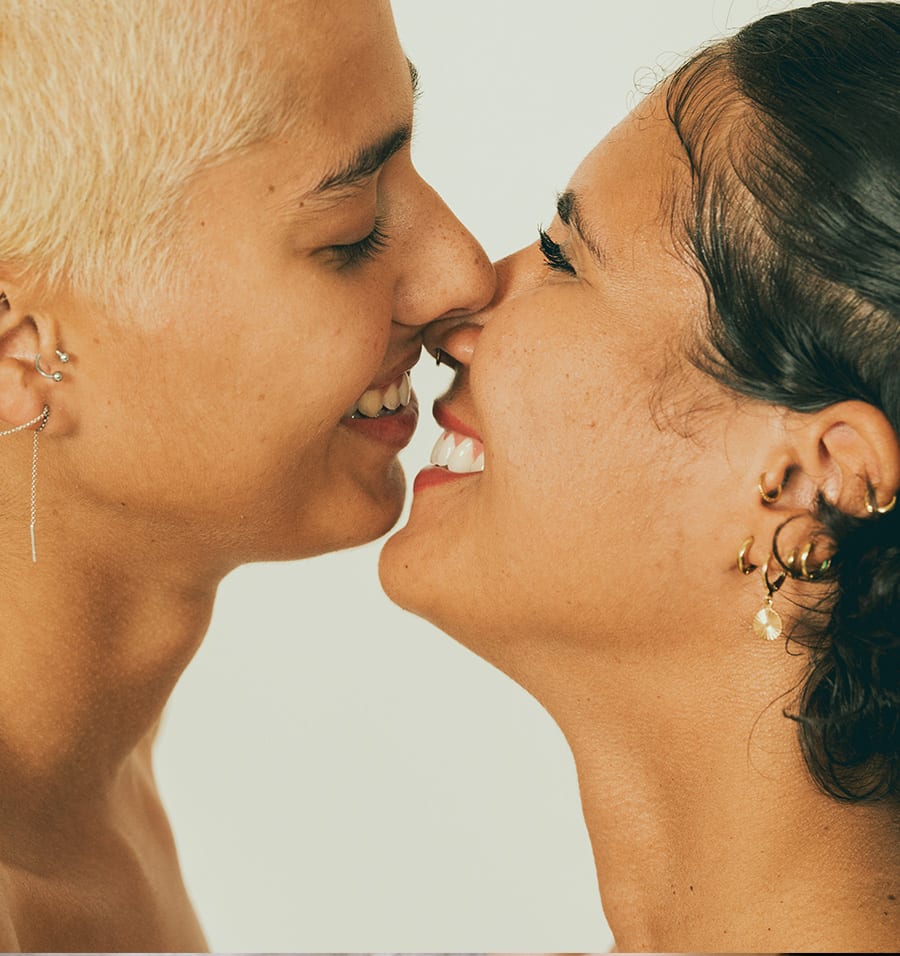 Two people kissing