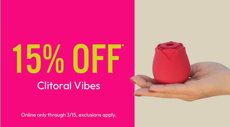 15% off clitoral vibes online, exclusions apply.
