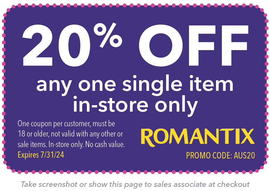 20% Off Single Item in store only expired 7/31/24