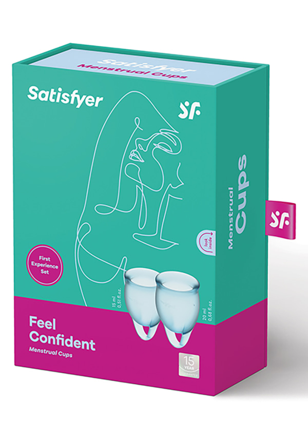 Satisfyer Feel Confident Menstrual Cup - Reusable Period Cup with Removal  Ring - Soft, Flexible Body-Safe Silicone, Easy Insertion & Removal -  Includes 2 Cup Sizes for All Flows (Dark Blue)