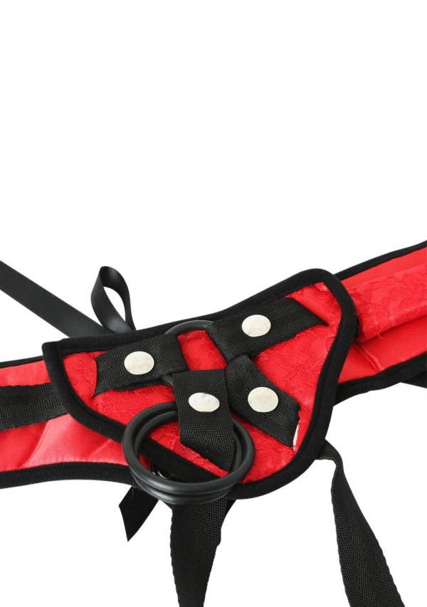 Red Lace Corsette Strap-On Harness and Large Ambit (Package Deal) -  Godemiche