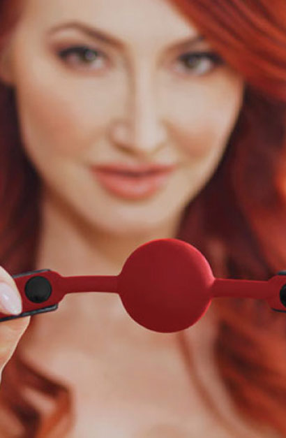 Image of woman with ball gag