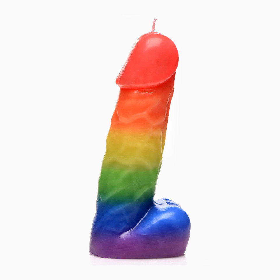 Pride Pecker Rainbow Drip Candle
