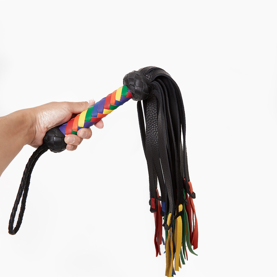 Pride Rainbow Flogger held in hand