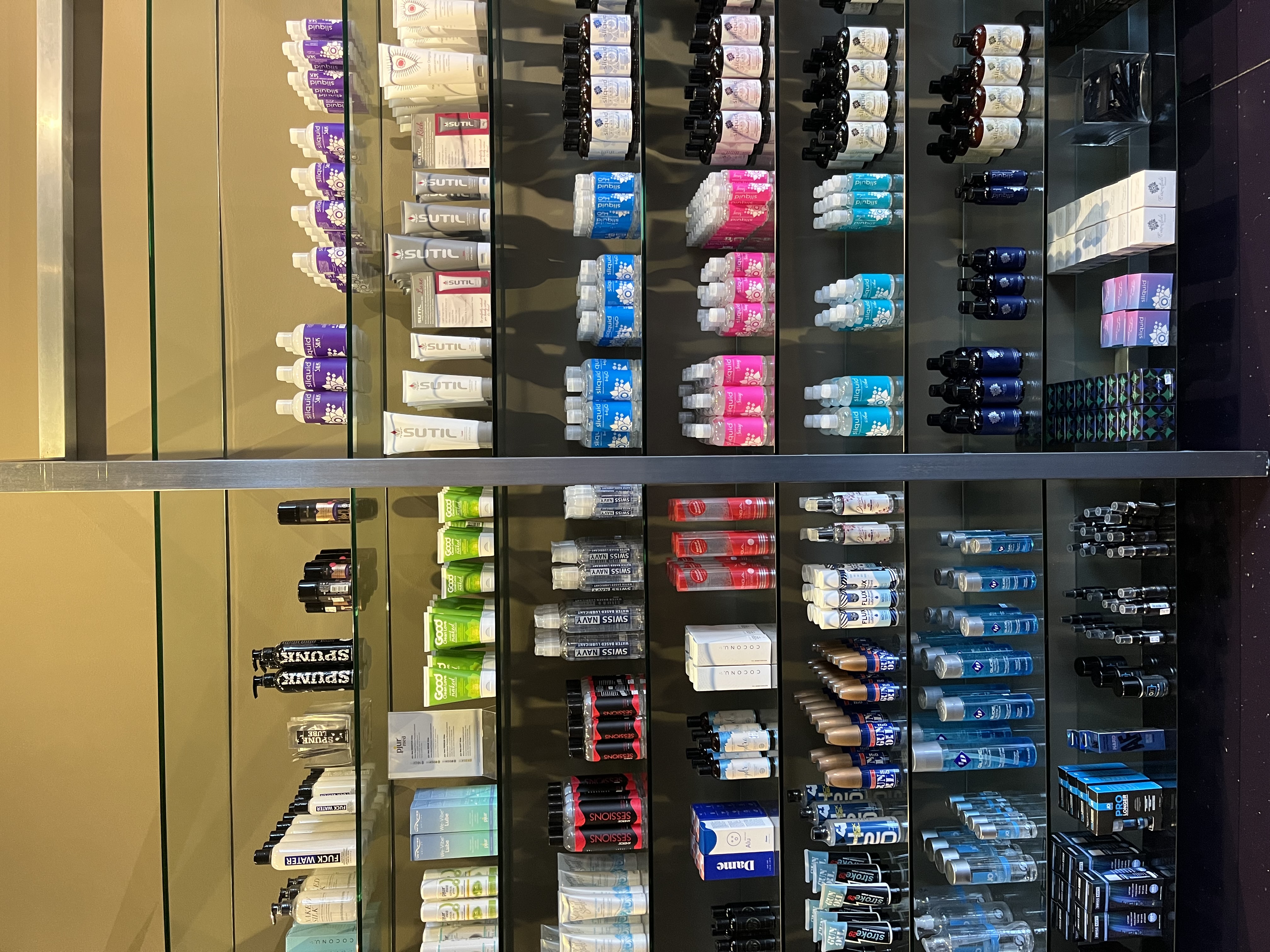 Lube shelves at Pleasure Chest Chicago Wicker Park location