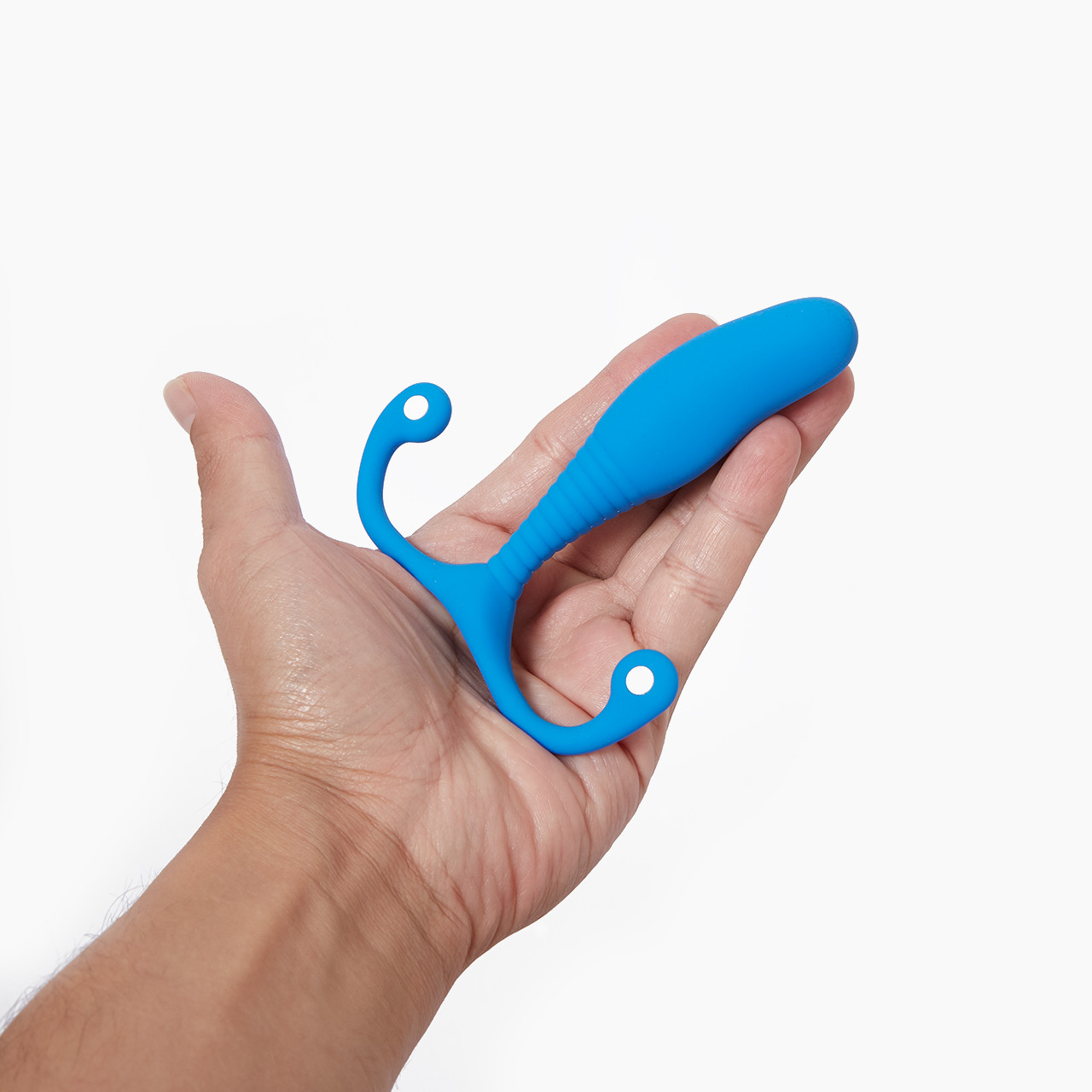Aneros MGX Syn Trident Special Edition Blue held in hand