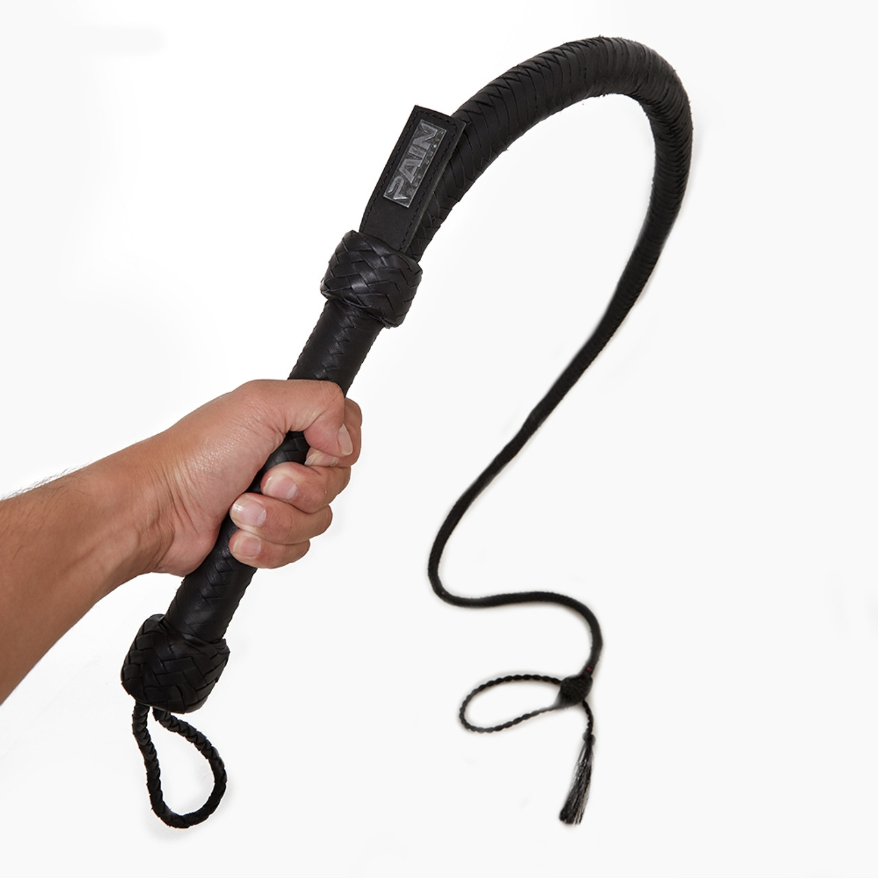 Leather Bullwhip held in hand
