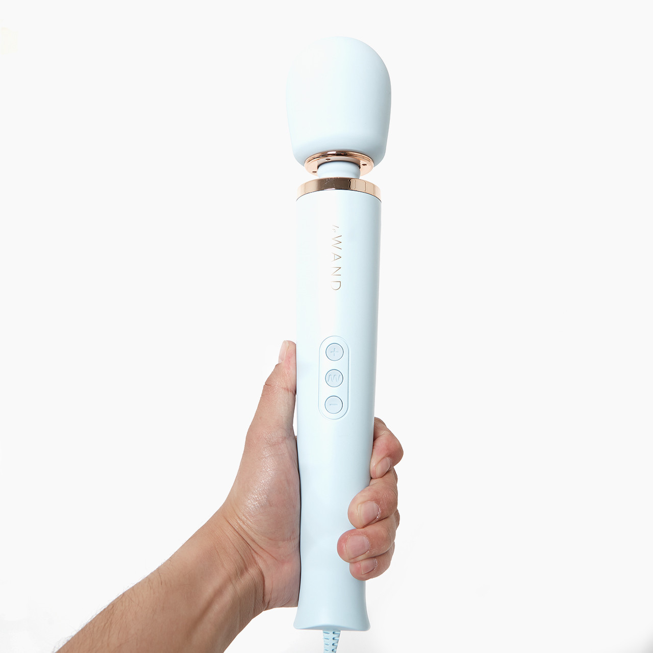 Le Wand Plug In sky blue held in hand