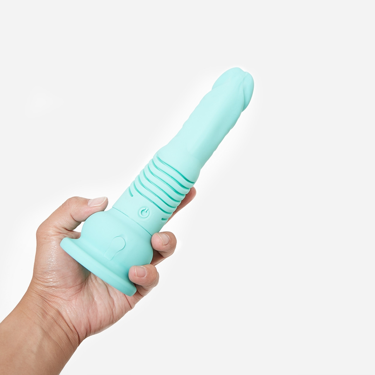 Velvet Thruster Teddy in teal held in hand